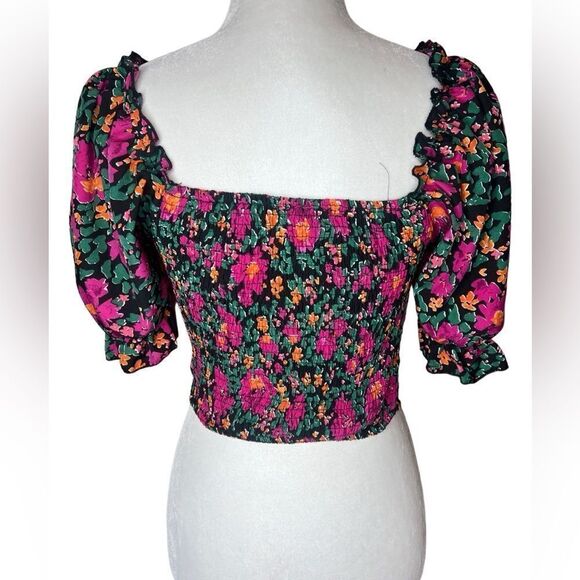 Peach smocked floral sweetheart top size Small - Picture 5 of 8